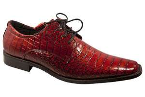 Hazan/Trevi Como Mens Oxford Dress Shoes Claret Mock Crocodile 