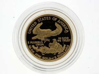   American Eagle $5 Saint Gaudens 1/10 oz Gold Bullion Proof Coin W/ COA
