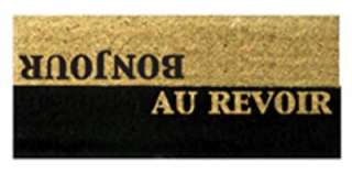 BONJOUR/AU REVOIR French DOORMAT/Door mat BLACK/TAN New  