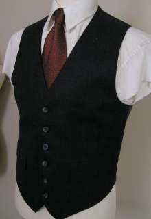 Austin Reed Vintage 3 Piece Suit Navy Glen 41R 35W  