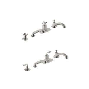   Tub Filler With 4 Hole Deck Mount Installation Flexible Stainless