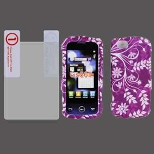 LG Sentio GS505 Premium Design Purple Flower Leaf Hard Protector Case 