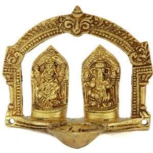  Lakshmi Ganesha Lamp with Arch (Small Sculpture)   Brass 