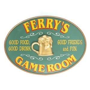  Personalized Wood Sign   Game Room Oval: Sports & Outdoors