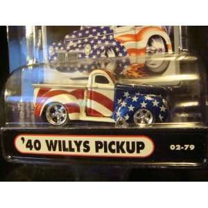  Muscle Machines Willys pick up Red White Blue rubber tread 