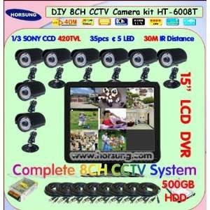  high quality 8ch lcd cctv system with 15 lcd dvr ht 6008t 