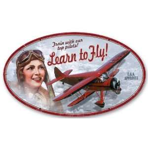 Learn To Fly Oval Metal Sign