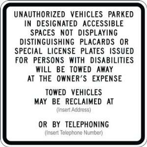   California Disabled Parking Tow Away Signs   24x24: Home Improvement
