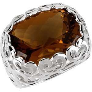   Quartz Fashion Ring   Curvy Silver Decorative Setting(6): Jewelry