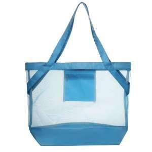 Transparent Tropical Beach Body Mesh Tote Bag (Blue):  