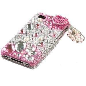  Rhinestones Protector Case iPhone 4 & 4S, 3D Pink Romance Full 