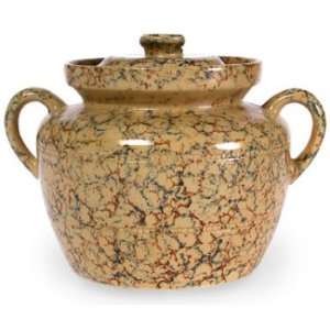    Over & Back Yellow Ware Splatter Beanpot 3 Qt.