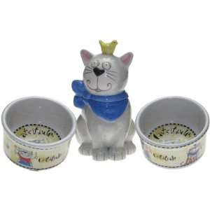  Medium Catitude Cat Bowl and Cat Treat Jar Set by Tina Ledbetter