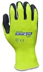 Pair TOWA ActivGrip Lite Hi Vis Latex Coated Gloves 55 AG317 SMALL 