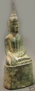 ASIAN ARTIFACT 15th CENTURY RELIGIOUS AYUTTHAYA BRONZE SEATED BUDDHA 