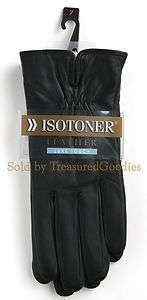 NEW ISOTONER BLACK Leather LUXE TOUCH Lined Gloves Ladies Size 7.0 