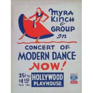  WPA New Deal Poster   Myra Kinch & group in concert of modern dance 