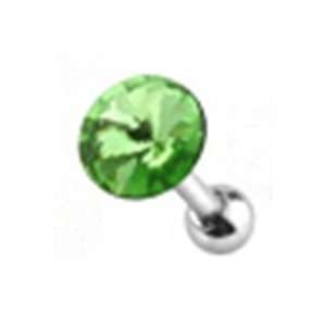   Earring Piercing Stud with Press Fit Green Pointy Cz Top 16 Gauge