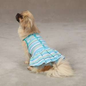   Striped Seersucker Dog Dress Size: XX Small (8 L), Color: Blue: Baby