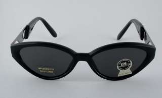   Vintage Womens Black With Gun Metal Cat Eye Frame Sunglasses  