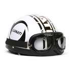 Vintage Motorcycle Helmets With Goggles Half Helmet Lunati White