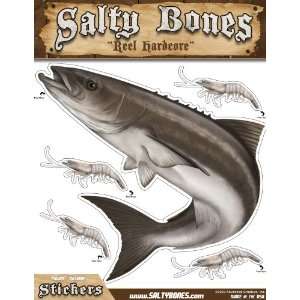  Salty Bones Large Cobia Action Decal   13.5 x 10.5 