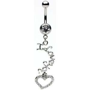  I Love You Dangling Belly Ring   Free Shipping: Home 