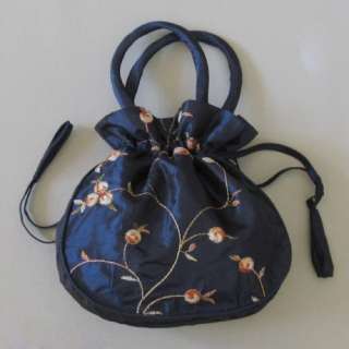 Women Wallet Hand Bag Embroidery Wedding Purse blue OK  