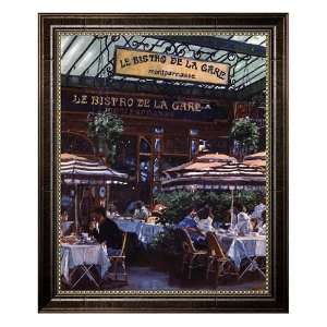    Le Bistro de la Gare Framed Canvas Art by Lowndes: Home & Kitchen