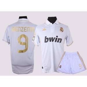  Real Madrid 2012 Benzema Home Jersey Shirt & Shorts Size 