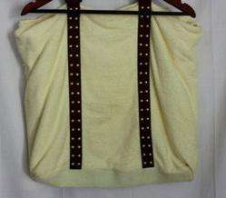 Large Shay Todd Designer Yellow Terry Tote Beach Bag Purse Stud 