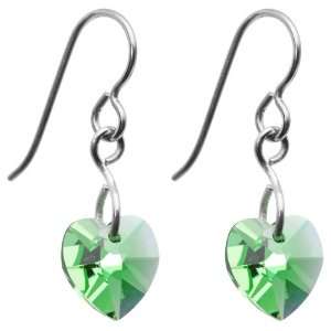   Titanium Heart August Birthstone Earrings Made with SWAROVSKI ELEMENTS