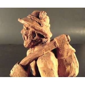  Hand Carved Wood Hiker Lumberjack Figurine Figure 
