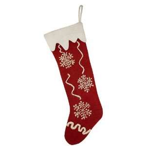  Fair Trade Holiday Snowing Snowflake Stocking   Red