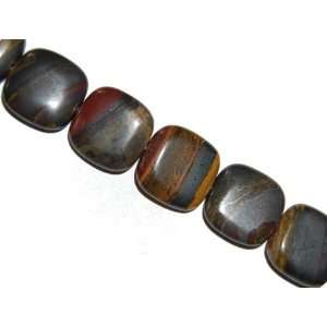 Tiger iron square gemstone beads, 20x20mm, sold per 16 inch strand.