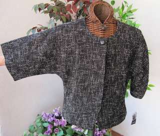 Anne Klein BLK/WHT Tweed Jacket S 6 8 M Retail $209  