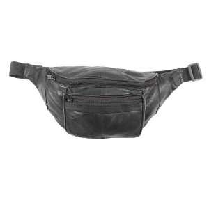   Black Genuine Lambskin Leather Fanny Pack Waist Bag: Sports & Outdoors