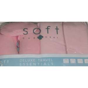 : Soft Hug Deluxe Travel Set Pretty Pink Blanket Neck Pillow Eye Mask 