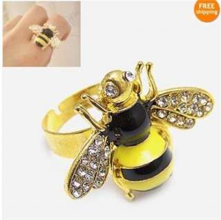 Fashion Lovely Rhinestone Bee Design Ring For Young w87 great gift 