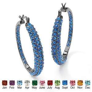   Birthstone Inside Out Hoop Pierced Earrings  June  Simulated