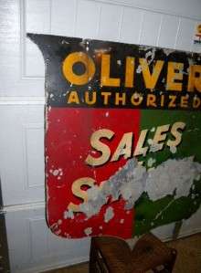   Oliver Tractors IH DBL Sided Shield Sales Service Farm Tin Sign  
