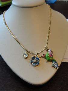 NWT Betsey Johnson Secret Garden Bird Pendant Necklace  
