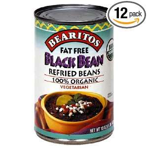 BEARITOS Low Fat Refried Black Beans, 16 Ounce Cans (Pack of 12 