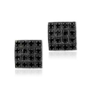  10k White Gold Black Diamond Earrings Studs  0.35 cttw: My 