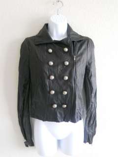 NWT MILITARY STYLE BLACK FAUX LEATHER WOMENS JACKET HOT  