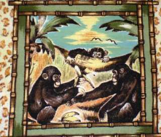 Chimp Family Vacation Fabric 44 x1yds MICHAEL MILLER  