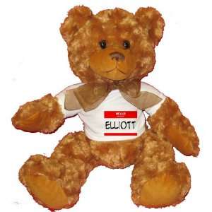  HELLO my name is ELLIOTT Plush Teddy Bear with WHITE T 