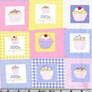  45 Wide Flannel Little Cupcake Pink/Blue Fabric By The 