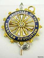 Daughters of American Revolution 14k Gold DAR BADGE PIN  