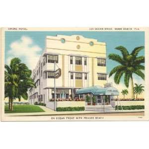 1940s Vintage Postcard   Simone Hotel (321 Ocean Drive) Miami Florida